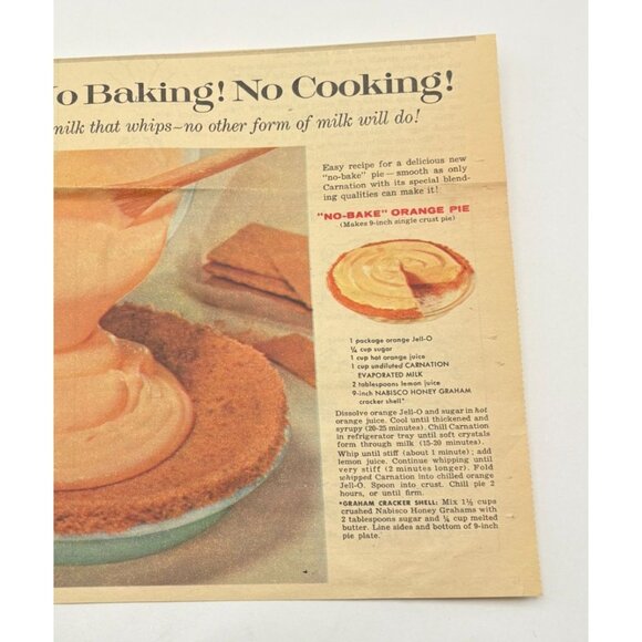 Carnation Evaporated Milk Vintage Print Ad 1950s Recipe No-Bake Orange Pie - Picture 5 of 6
